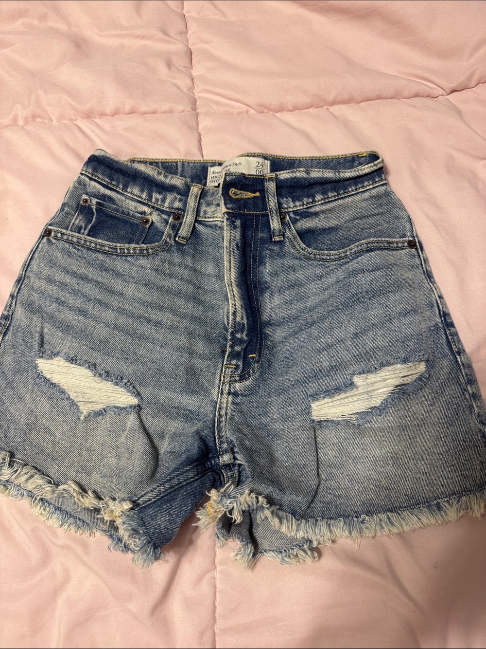 Abercrombie & Fitch Light Blue Distressed Denim Cutoff Shorts